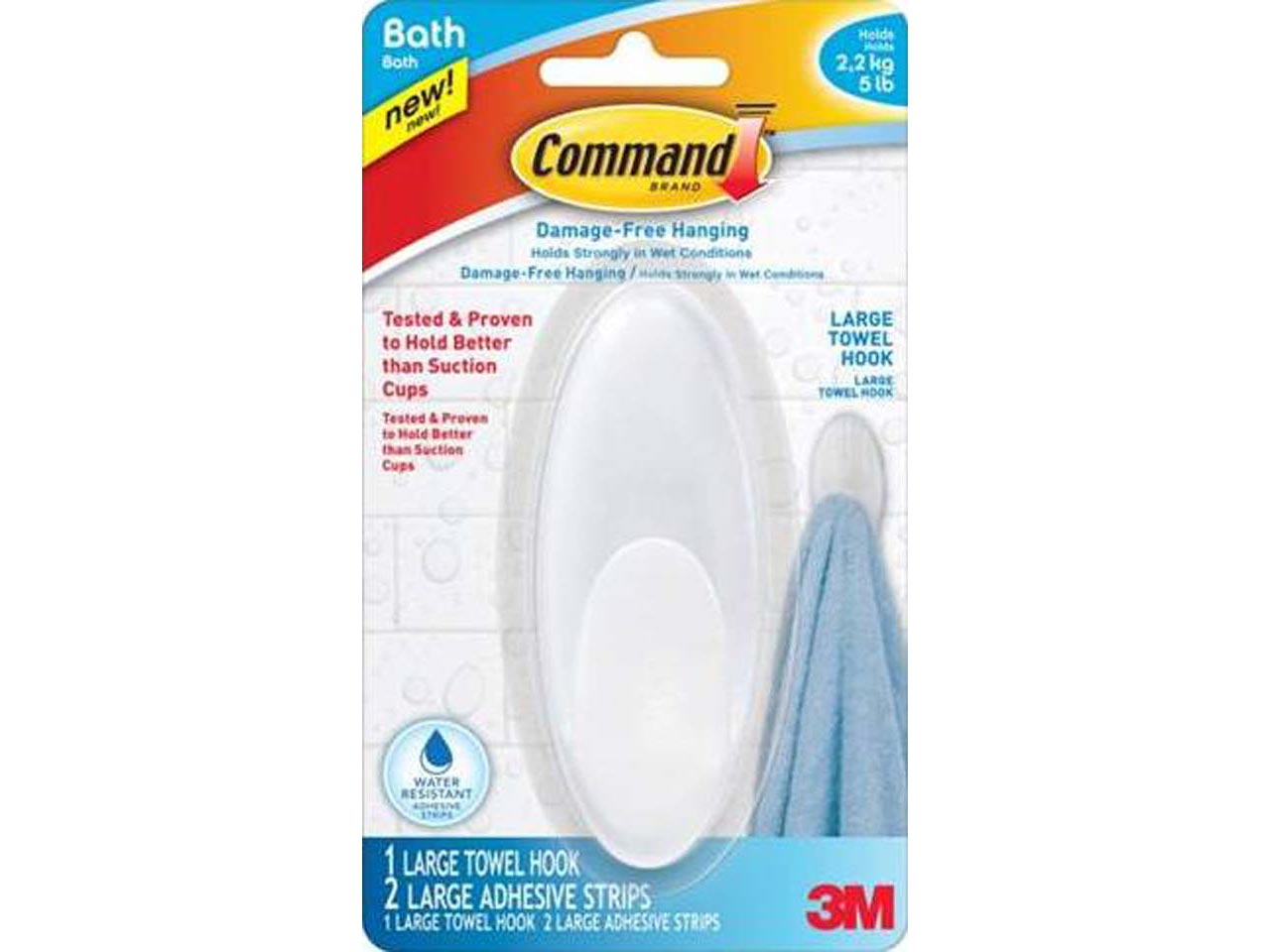 GANCHO COMMAND BAÑO GRANDE PARA TOALLAS