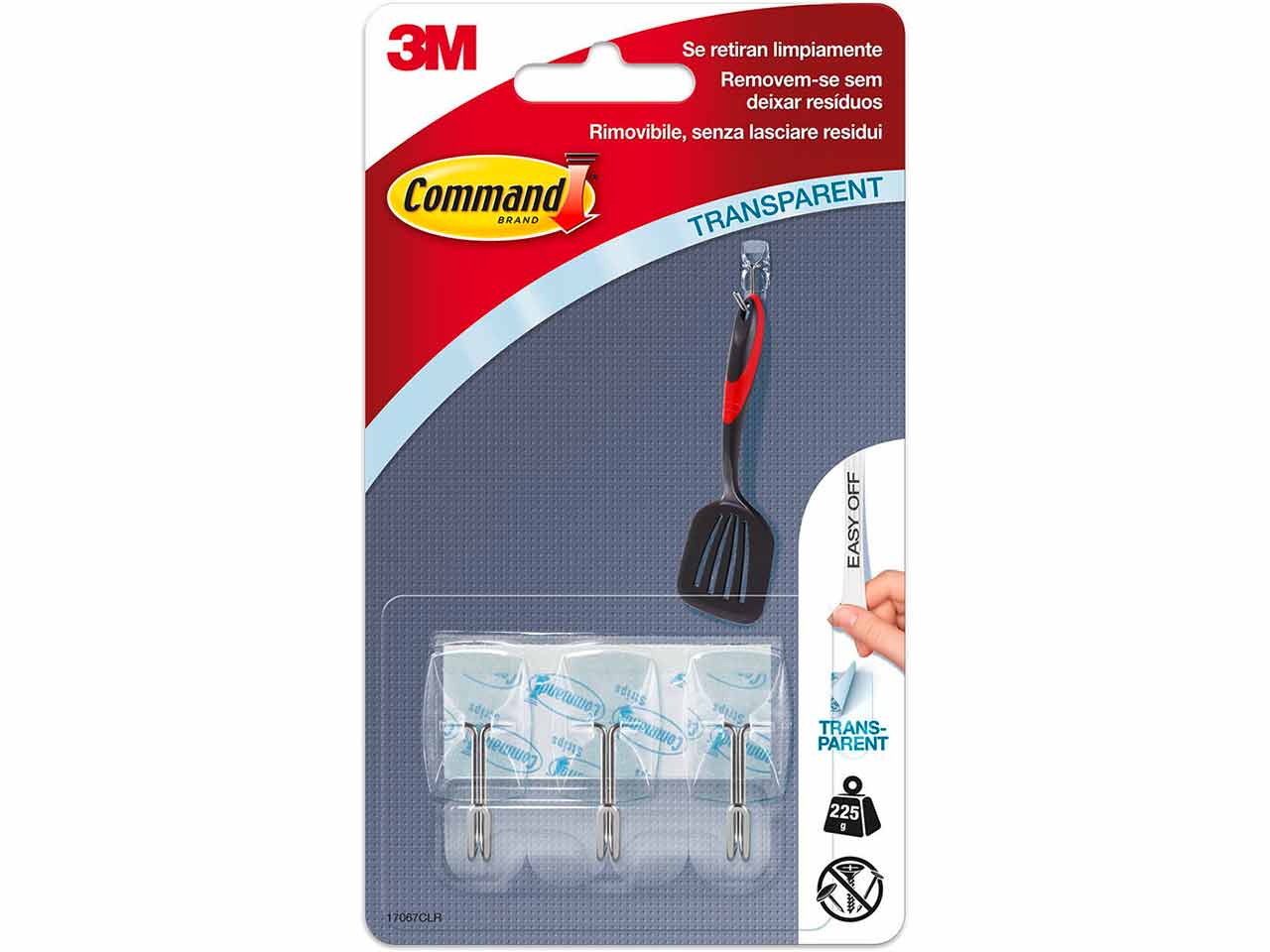GANCHO COMMAND UTENSILIOS PEQUEÑO TRANSPARENTE