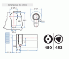 CILINDRO LATON AGA 450 40x10L DOBLE PALA CON POMO