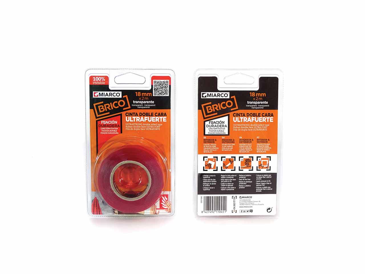 CINTA ADHESIVA DOBLE CARA MIARCO ULTRAFUERTE 2x18mm