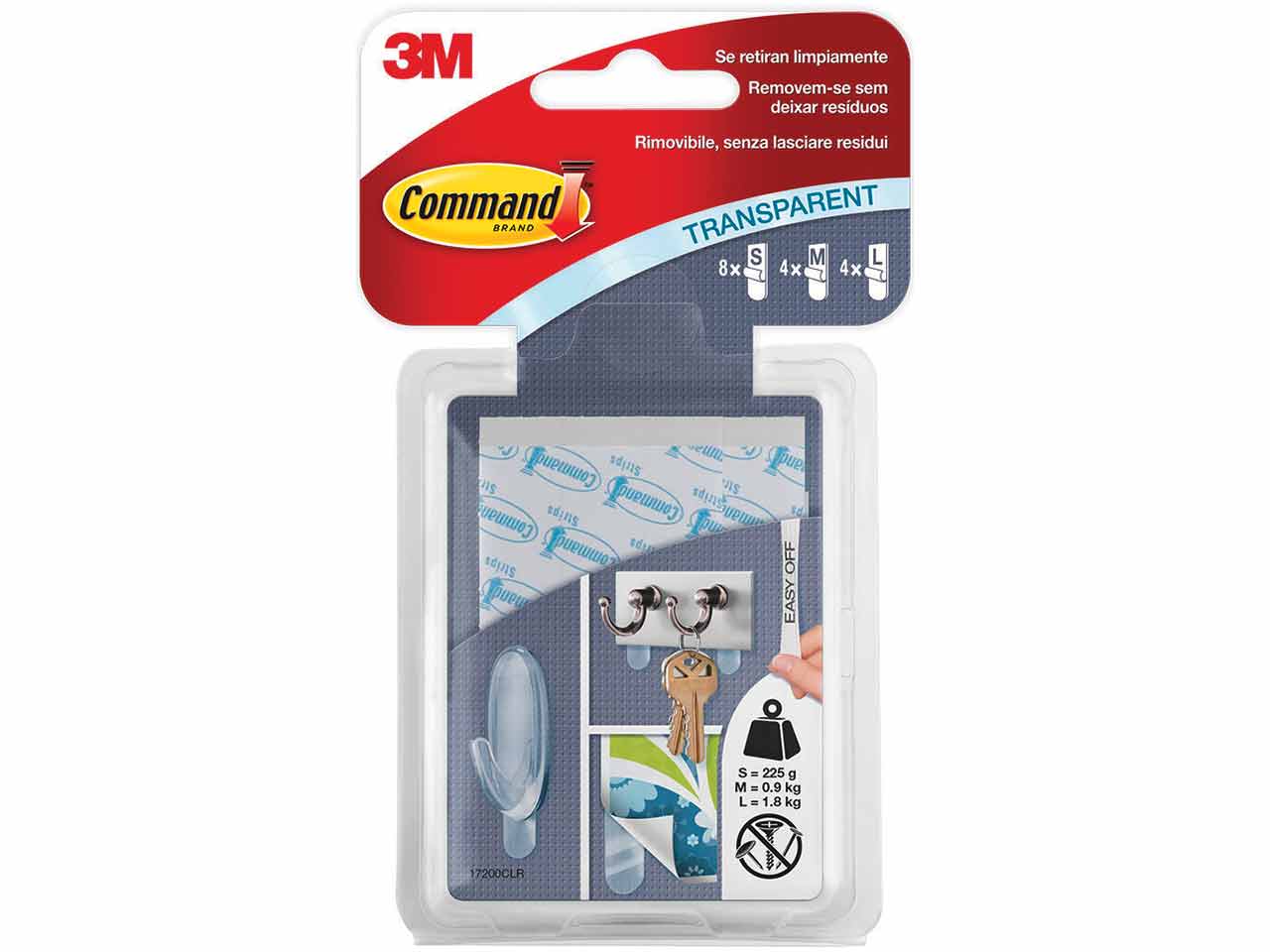 TIRAS COMMAND TRANSPARENTES SURTIDAS (8S+4M+4L)