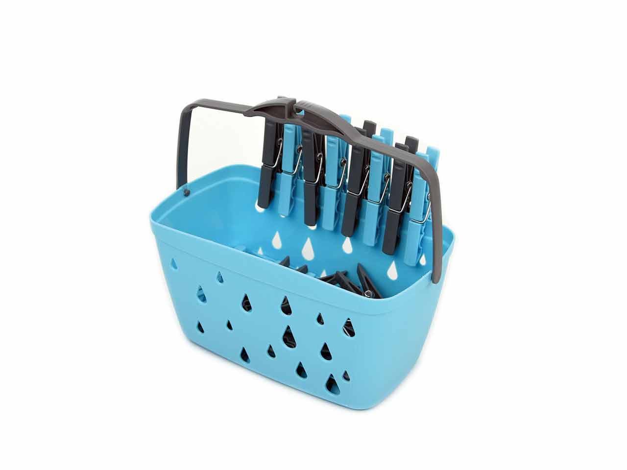 PINZA ROPA PLASTICO GRANDE 30 UNIDADES + CESTA