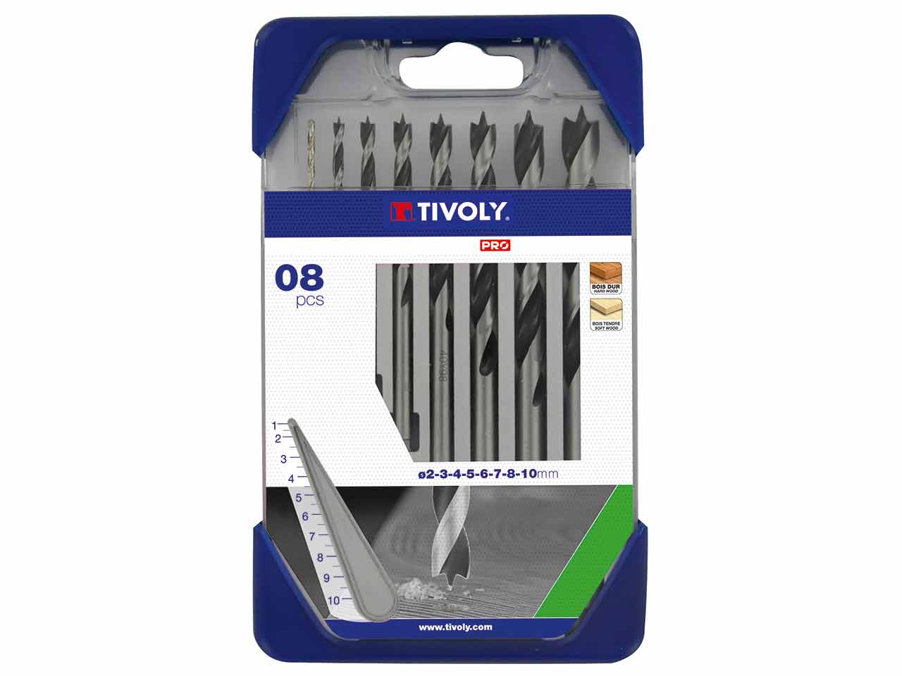 ESTUCHE 8 BROCAS TIVOLY MADERA 3 PUNTAS