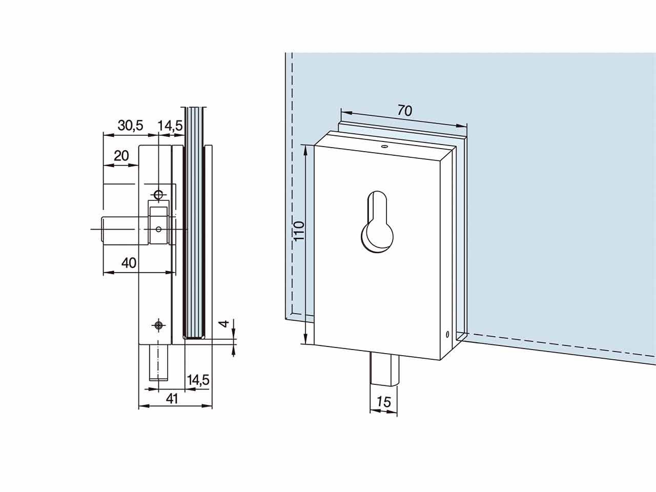 CERRADURA DESLIZANTE PARA CRISTAL SG 05.106 PLATA