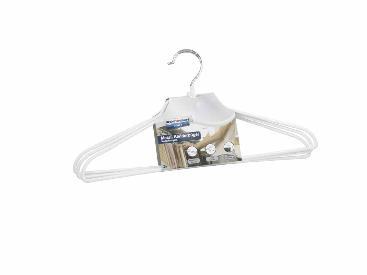 PERCHA METALICA BLANCA RECTA 40cm 3uds