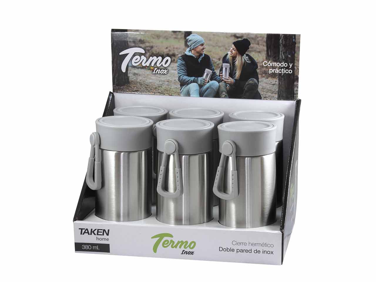 EXPOSITOR TERMO INOX/GRIS 0,38L TAKEN 6Uds