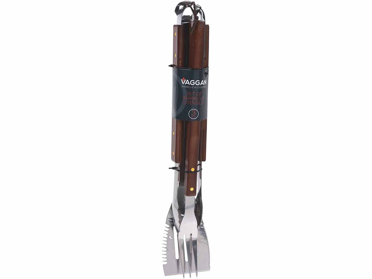 CONJUNTO 3 PIEZAS PARA BARBACOA, MANGO MADERA