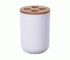 SOPORTE CEPILLO DE DIENTES BLANCO Y BAMBU