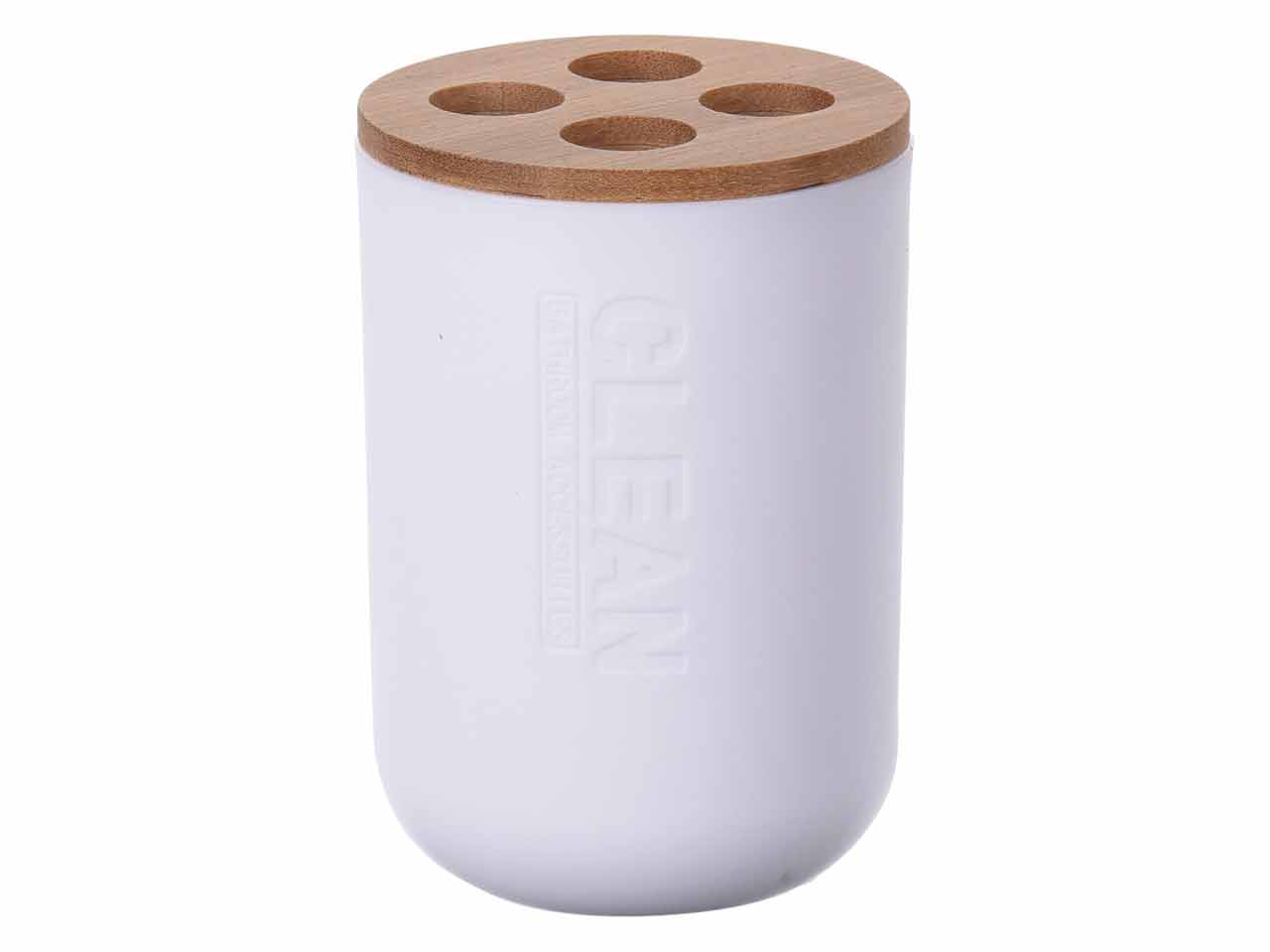 SOPORTE CEPILLO DE DIENTES BLANCO Y BAMBU