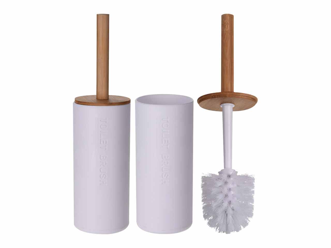 ESCOBILLA WC BLANCO Y BAMBU 9x21,5cm