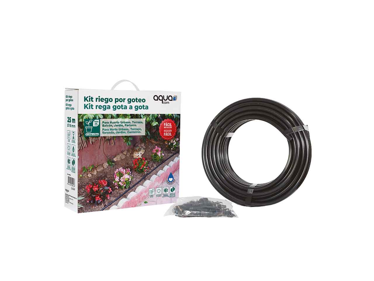 KIT RIEGO POR GOTEO AQUA 16MM X 25M
