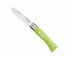 NAVAJA OPINEL ACERO INOXIDABLE PUNTA REDONDA Nº 07 - 8cm VERDE MANZANA