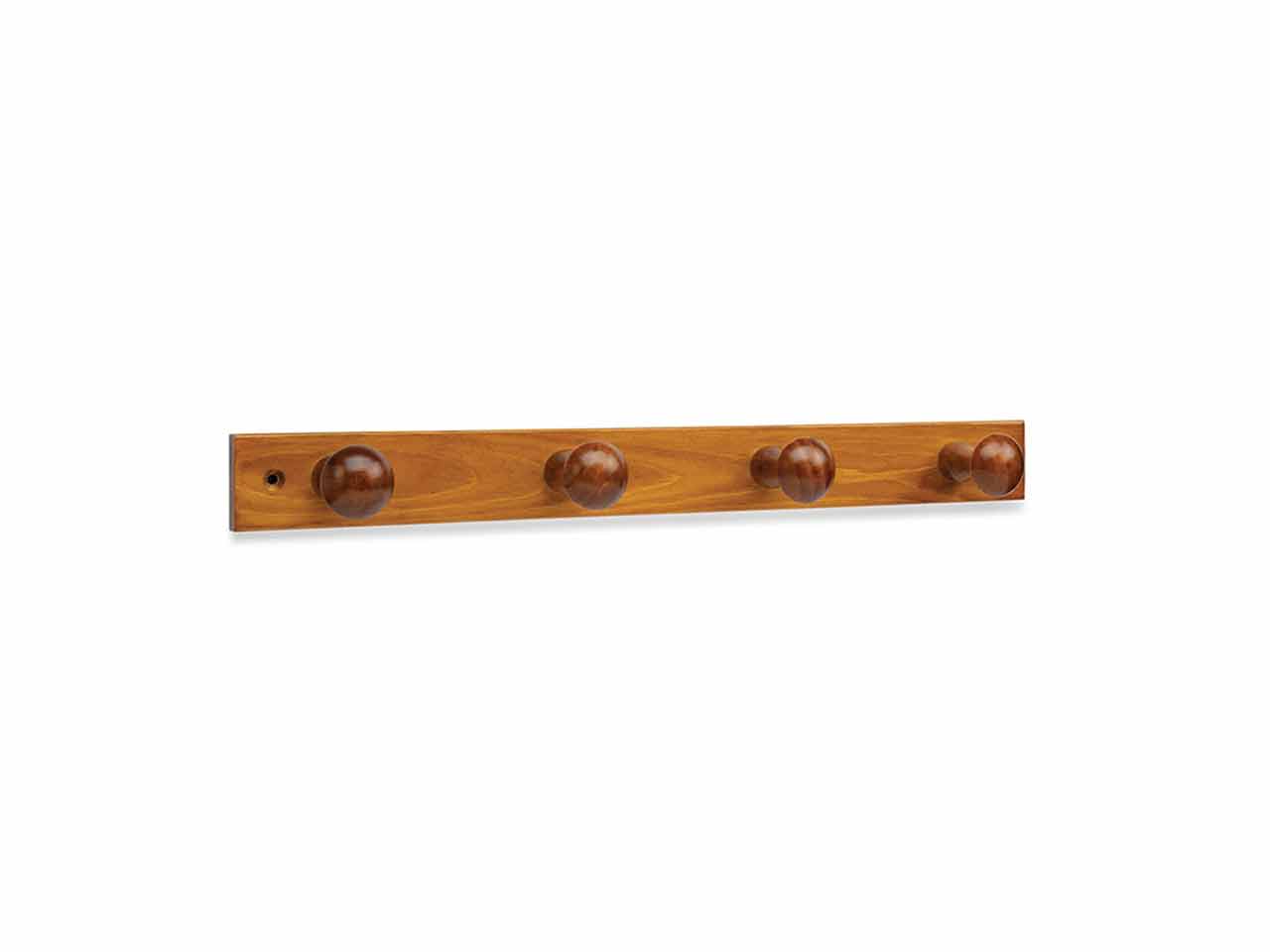 COLGADOR ATORNILLABLE MADERA PINO 4 POMOS
