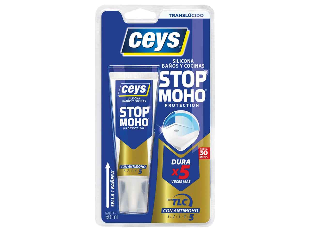 SILICONA BAÑOS Y COCINAS CEYS STOP MOHO TRANSLÚCIDO 50ml