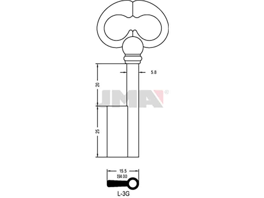 LLAVES ARMARIO L-3G(L)     LATON