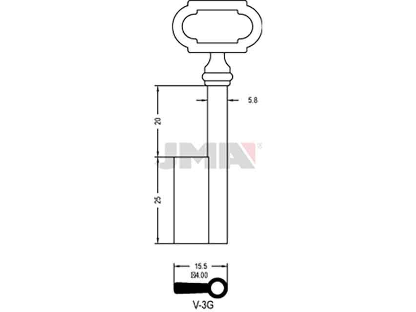 LLAVES ARMARIO V-3G(L)     LATON