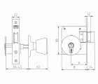 CERRADURA EMBUTIR MCM LATONADO CON POMO 1561 50mm