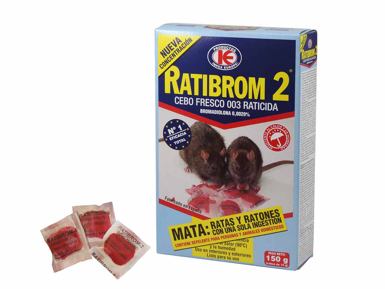 ﻿RATICIDA CEBO FRESCO RATIBROM 2 150 grs.