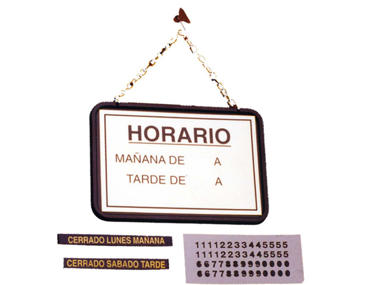 PLACA SEÑALIZACION LATONADA HORARIO CON VENTOSA Y CADENA 160x125mm