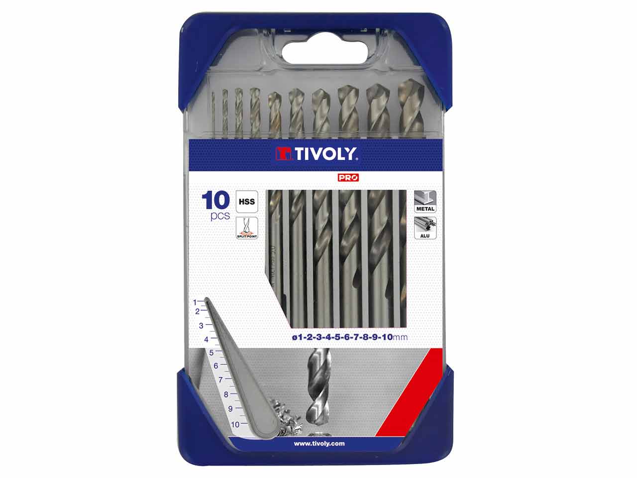 ESTUCHE 10 BROCAS TIVOLY METAL DIN-338 HSS