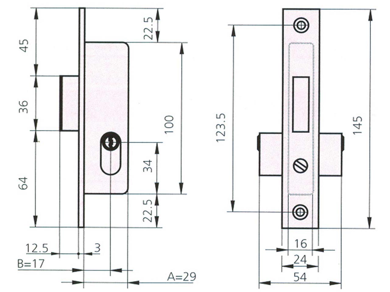 CERRADURA EMBUTIR CVL METAL CILINDRO OVAL 1975A