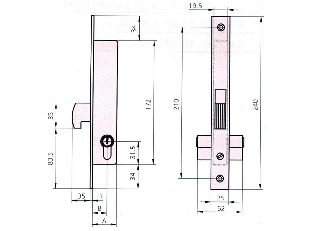 CERRADURA EMBUTIR CVL METAL CILINDRO EUROPERFIL 1990A