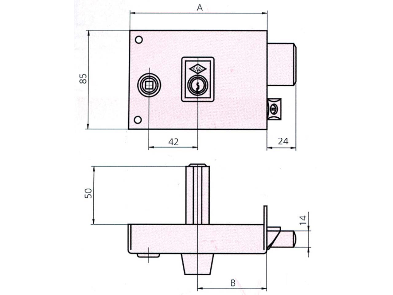 CERRADURA SOBREPONER CVL CILINDRO EUROPERFIL 125BR