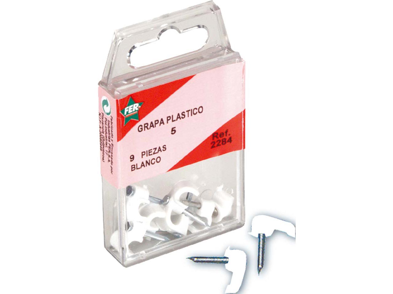 ESTUCHE GRAPA PLÁSTICO PLANA BLANCA