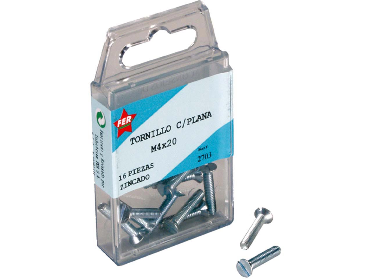 ESTUCHE TORNILLO CABEZA PLANA ACERO CINCADO RANURA