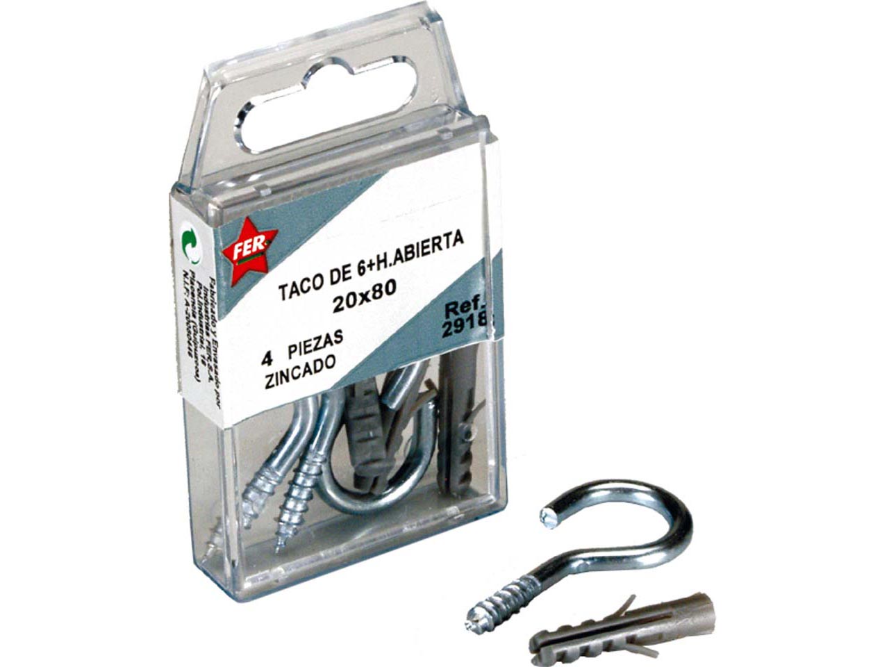 ESTUCHE HEMBRILLA ABIERTA ACERO CINCADO CON TACO