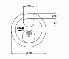CANDADO CIRCULAR ACERO INOXIDABLE 70mm