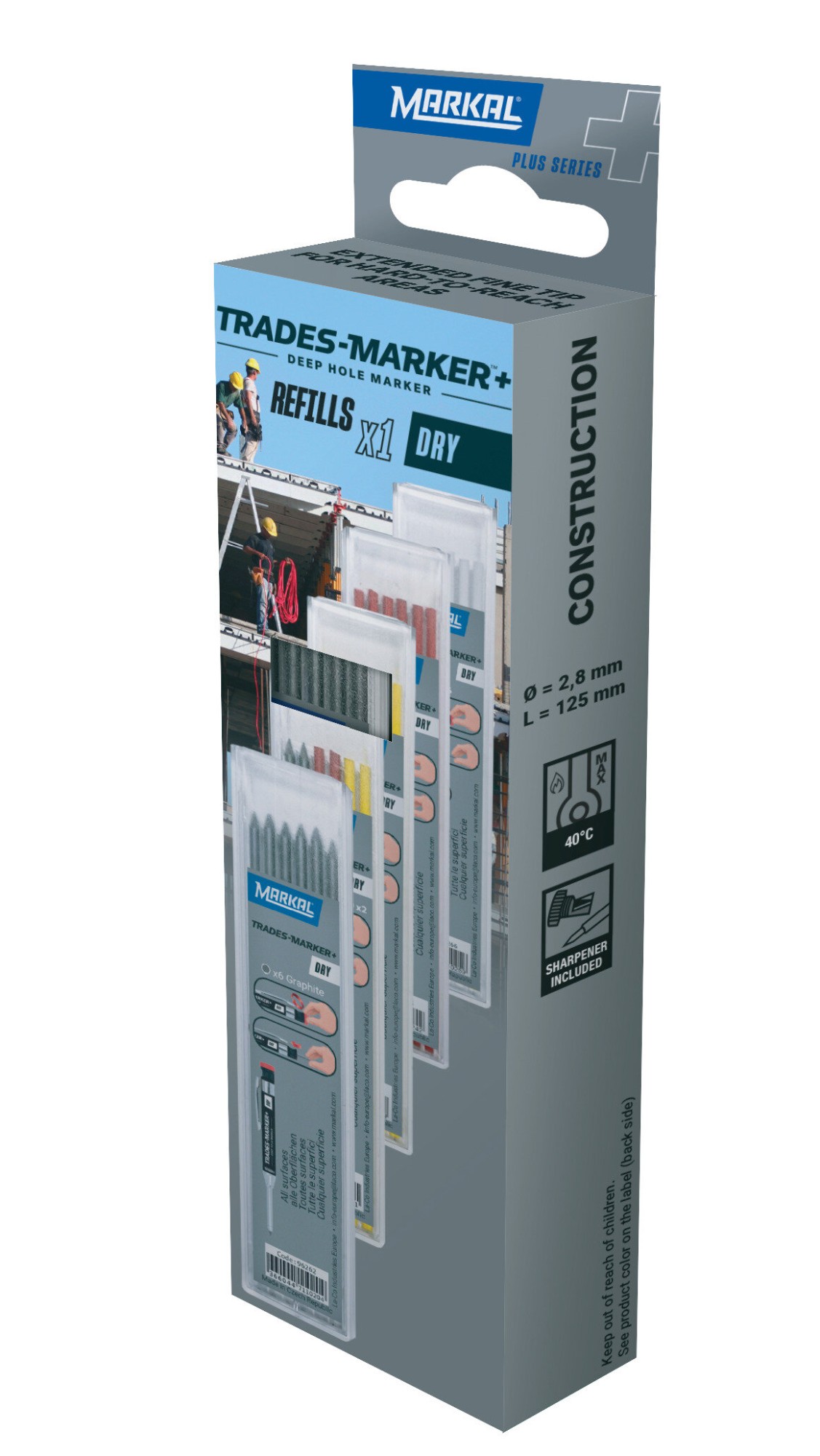 TRADES-MARKER+ DRY RETAIL PACK (6 NEGRO)