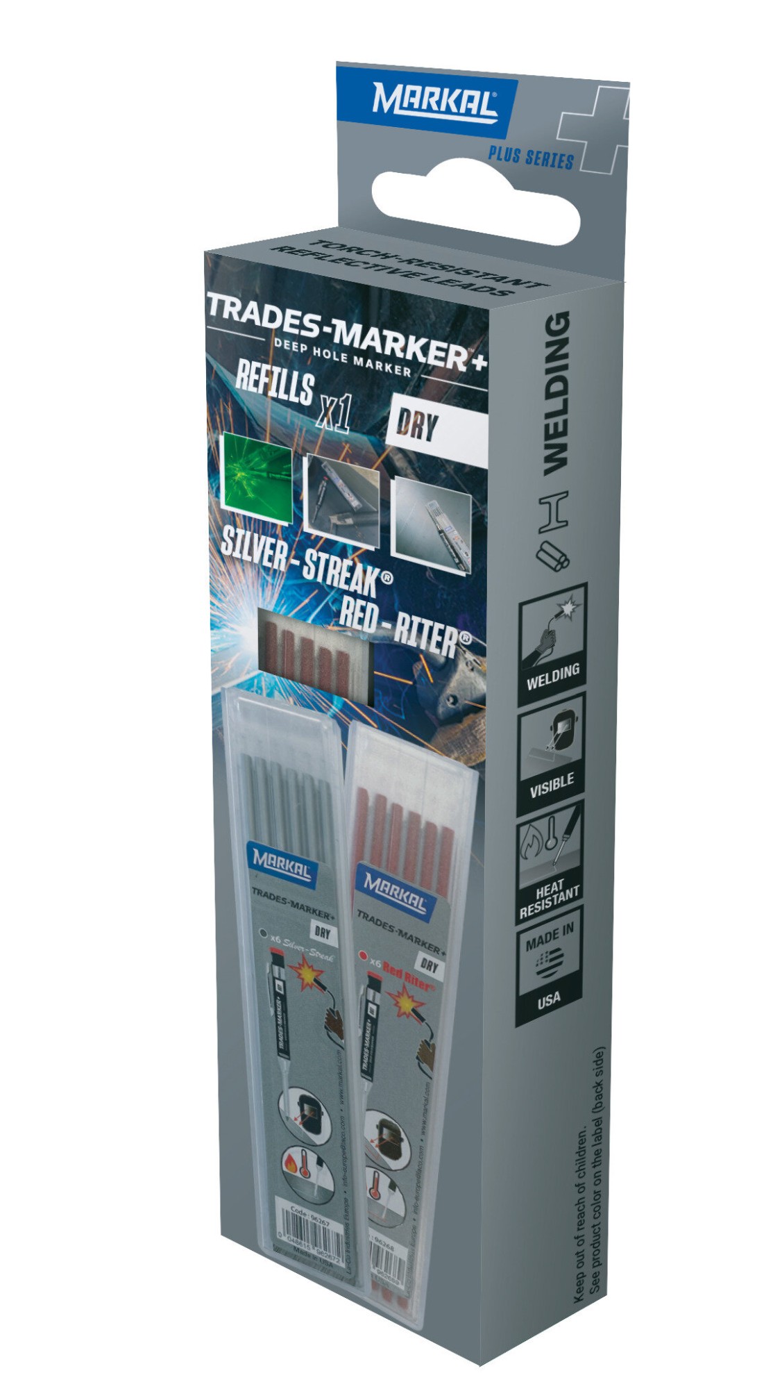 TRADES-MARKER+ DRY RETAIL PACK (6 ROJO SOLDADURA)