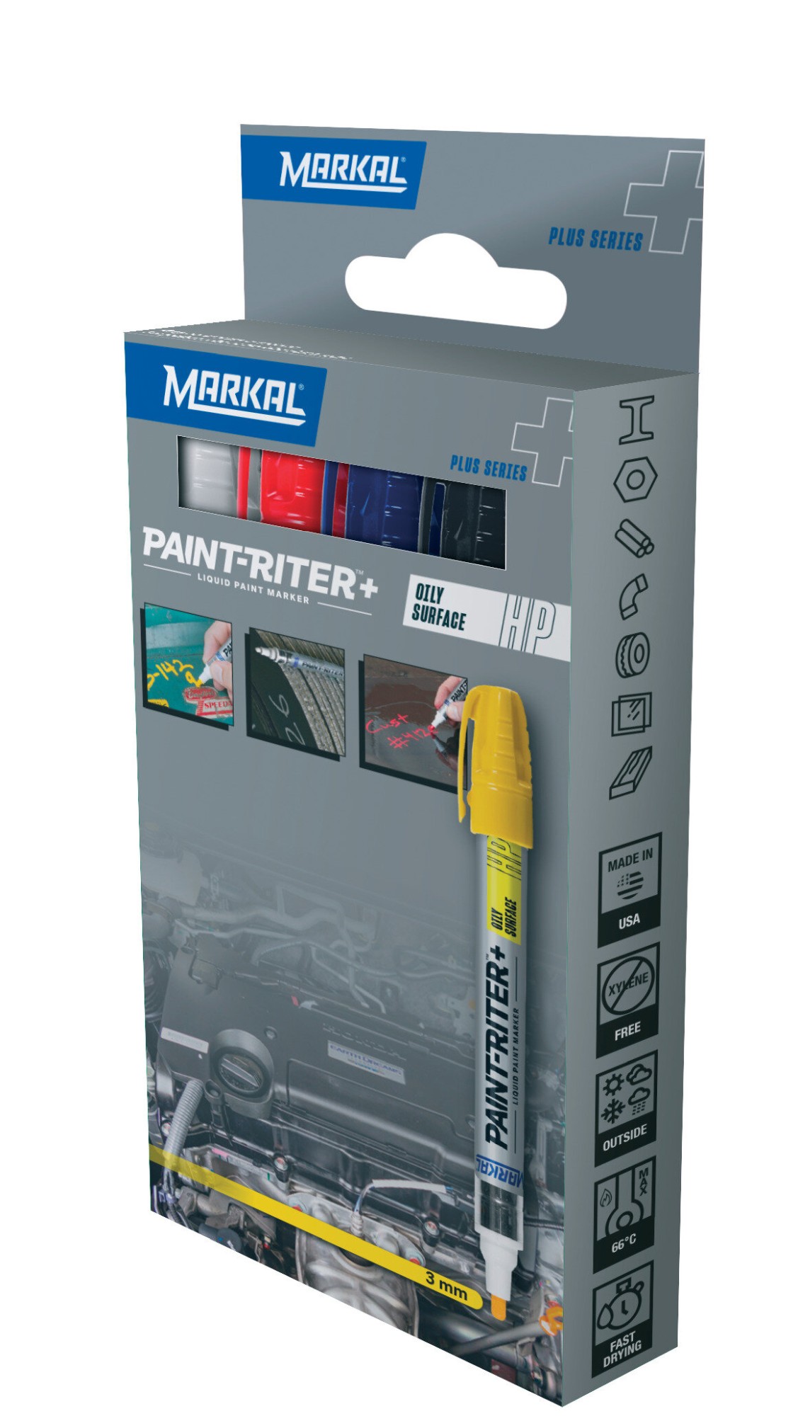 PAINT-RITER+ OILY SURFACE RETAIL PACK (1 BLANCO 1 ROJO 1 AZUL 1 NEGRO)