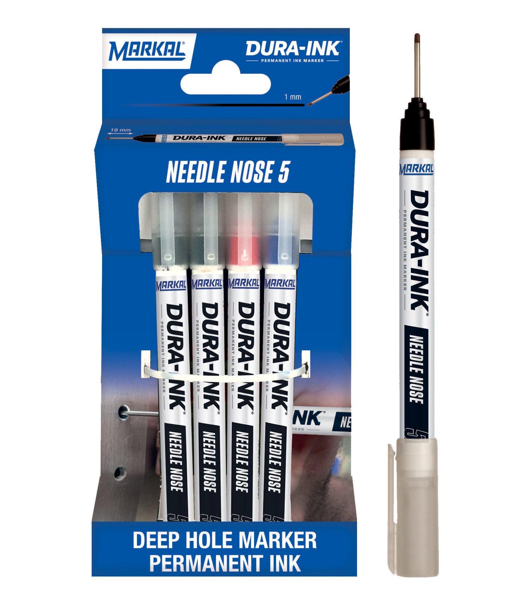 DURA-INK NEEDLE NOSE 5 RETAIL PACK (2 NEGRO 1 ROJO 1 AZUL)