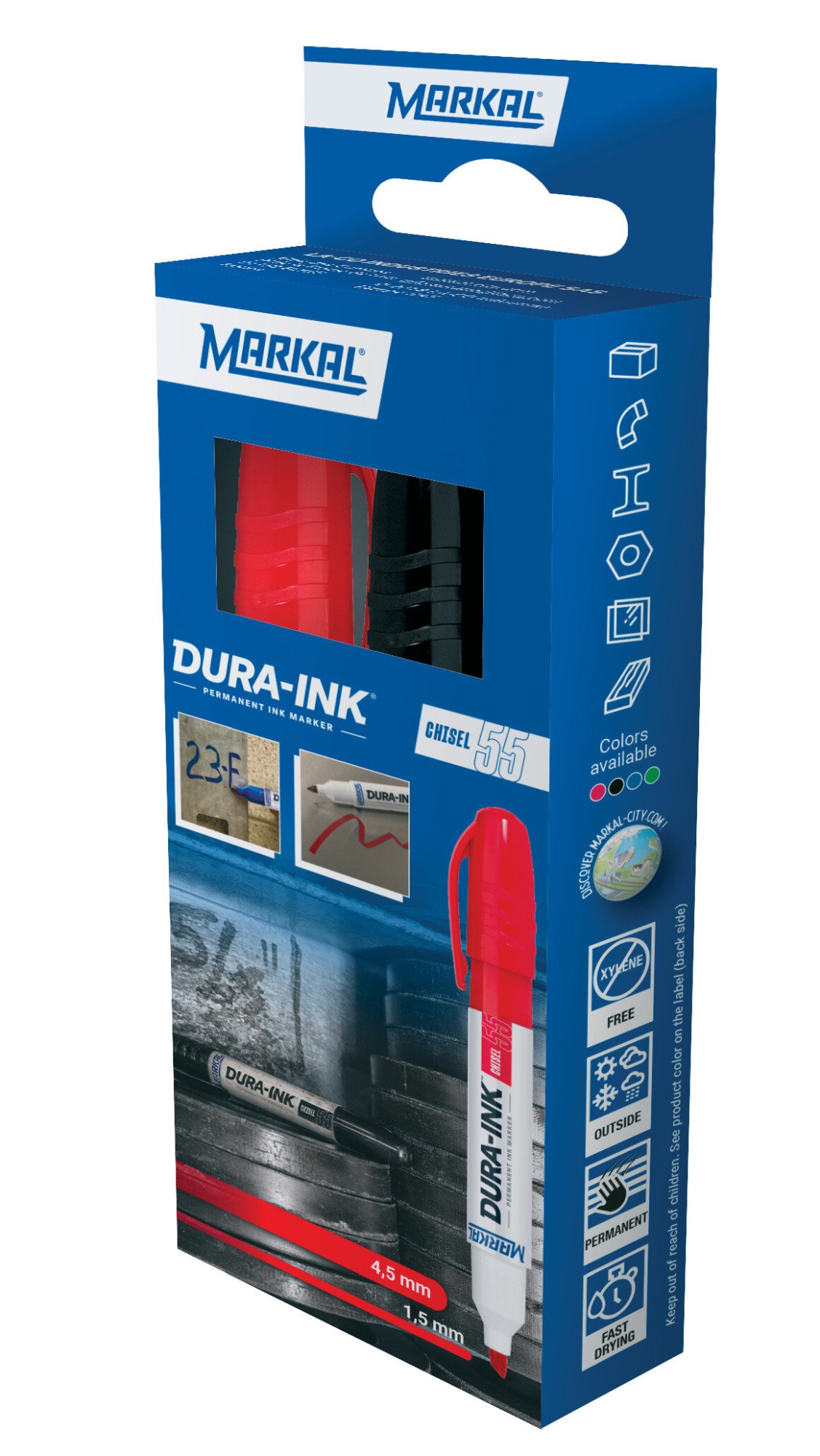 DURA-INK CHISEL 55 RETAIL PACK (1 NEGRO 1 ROJO)