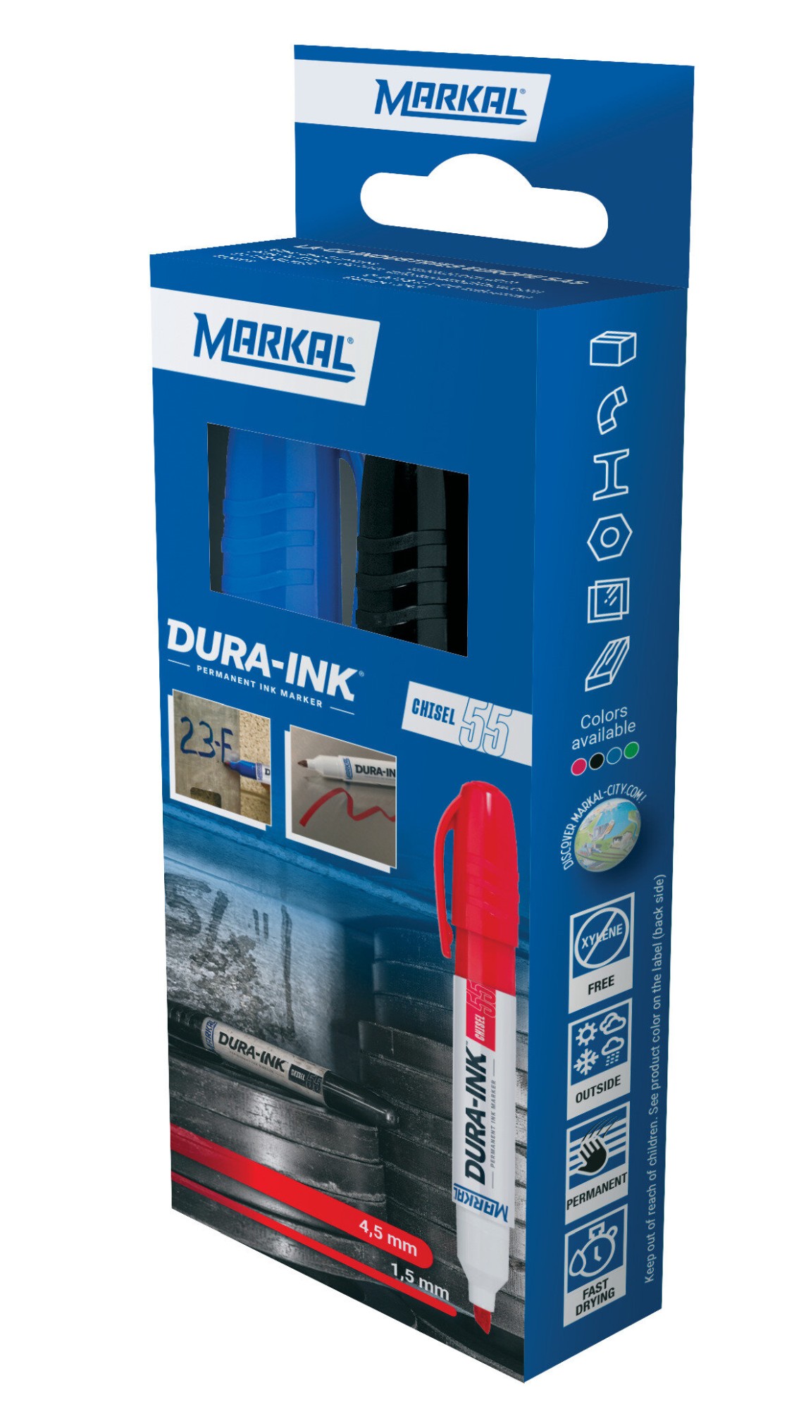 DURA-INK CHISEL 55 RETAIL PACK (1 NEGRO 1 AZUL)