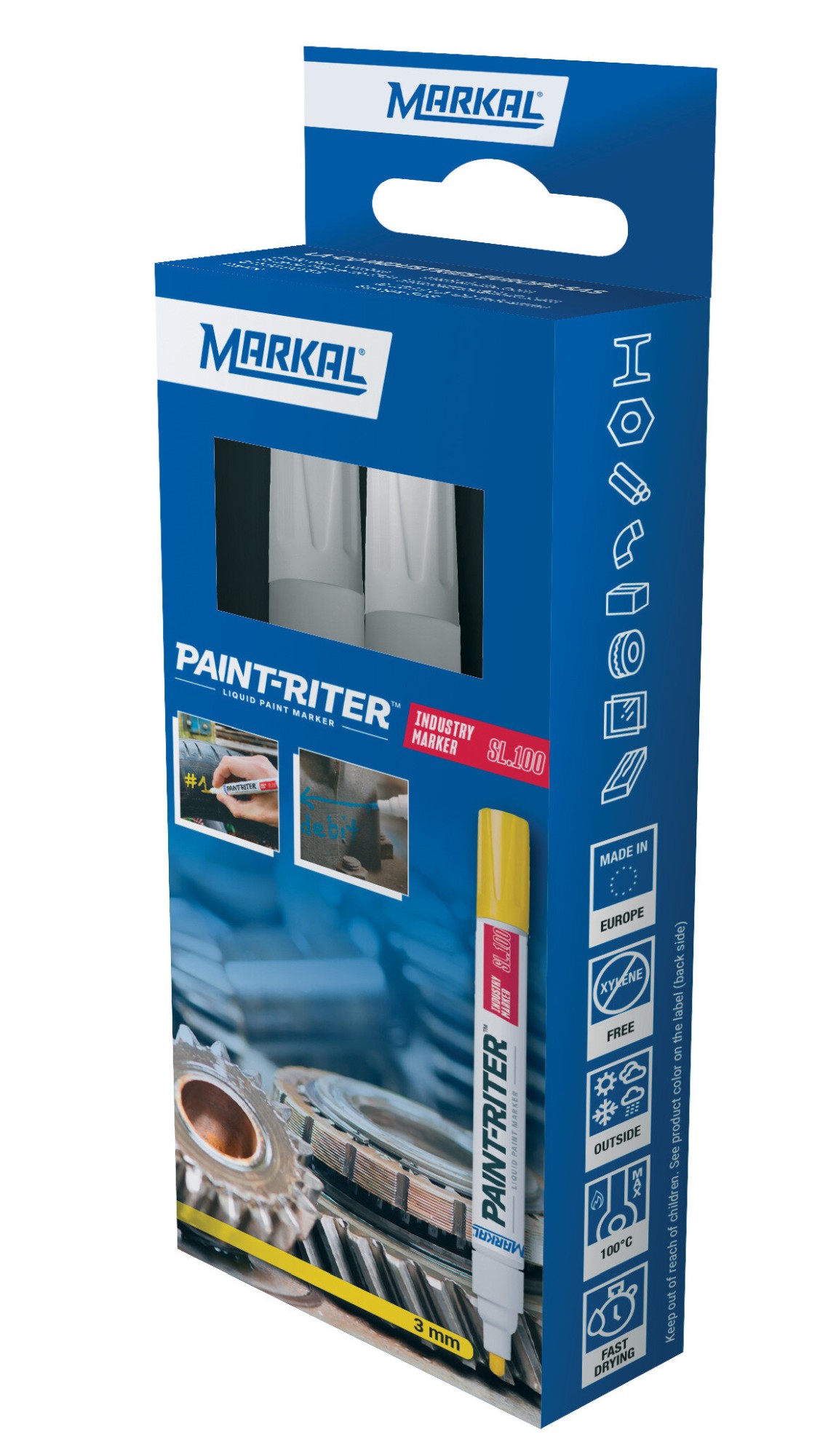 PAINT-RITER INDUSTRY MARKER SL100 RETAIL PACK (2 BLANCO)