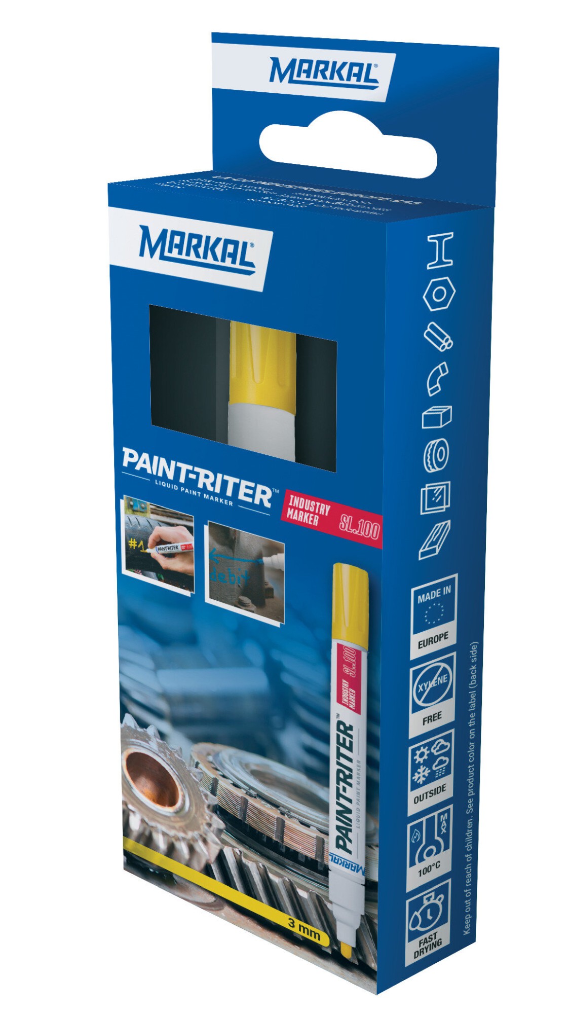 PAINT-RITER INDUSTRY MARKER SL100 RETAIL PACK (1 AMARIILLO)