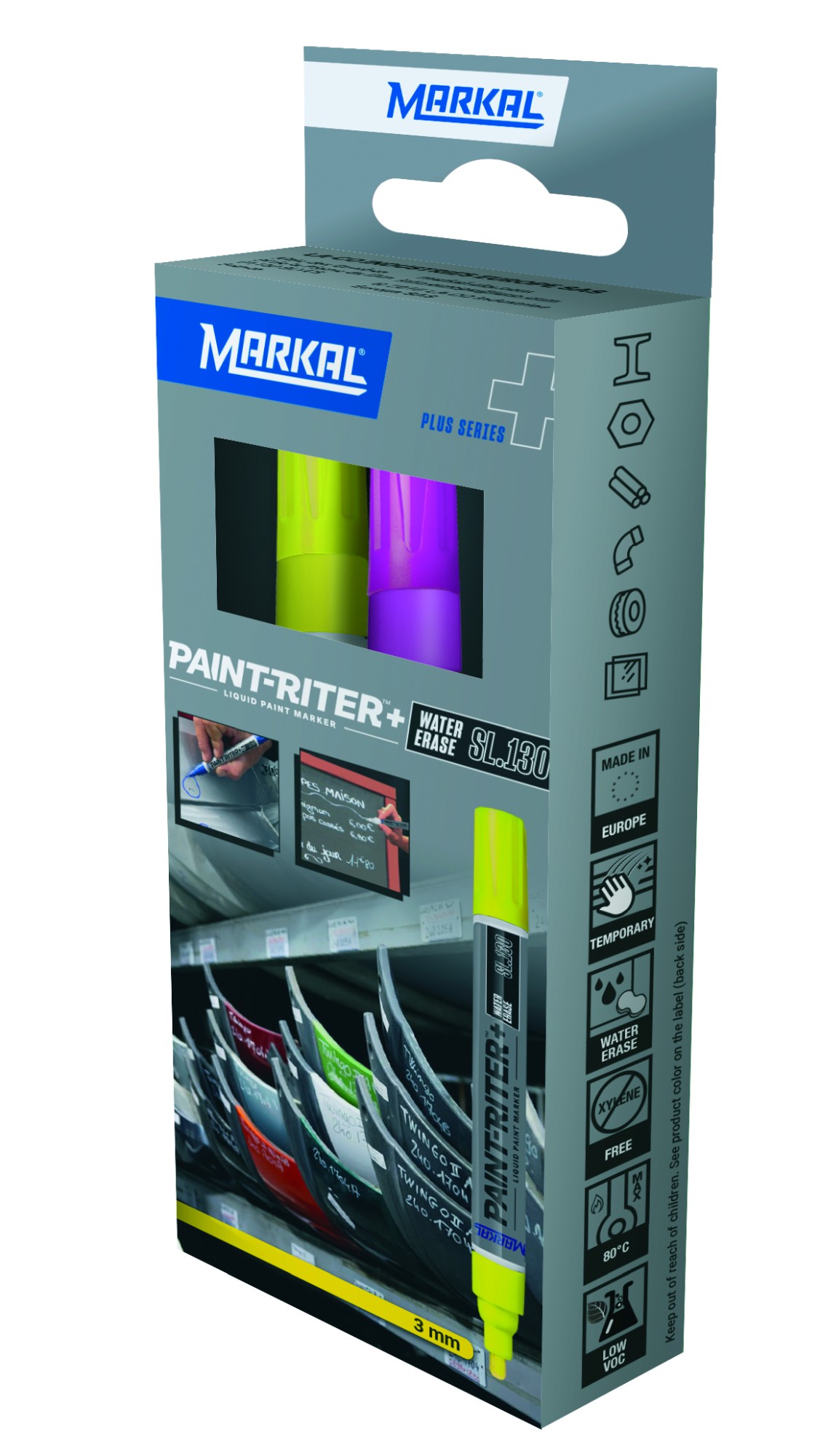 PAINT-RITER+ WATER ERASE SL130 RETAIL PACK (1 FLUO ROSA 1 FLUO AMARILLO)