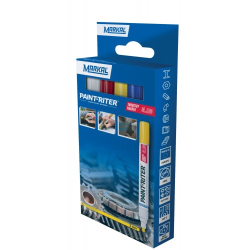 PAINT-RITER INDUSTRY MARKER SL100 RETAIL PACK (1 BLANCO 1 AMARILLO 1 ROJO 1 AZUL)