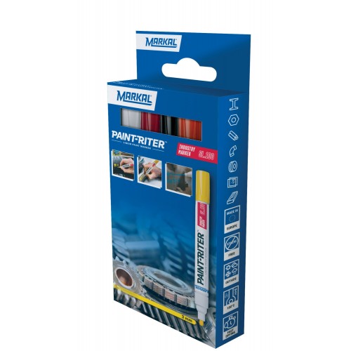 PAINT-RITER INDUSTRY MARKER SL100 RETAIL PACK (1 BLANCO 1 NEGRO 1 ROJO 1 NARANJA)