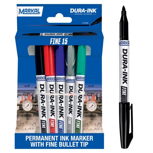 DURA-INK FINE 15 RETAIL PACK (1 NEGRO 1 ROJO 1 AZUL 1 VERDE 1 PLATA)