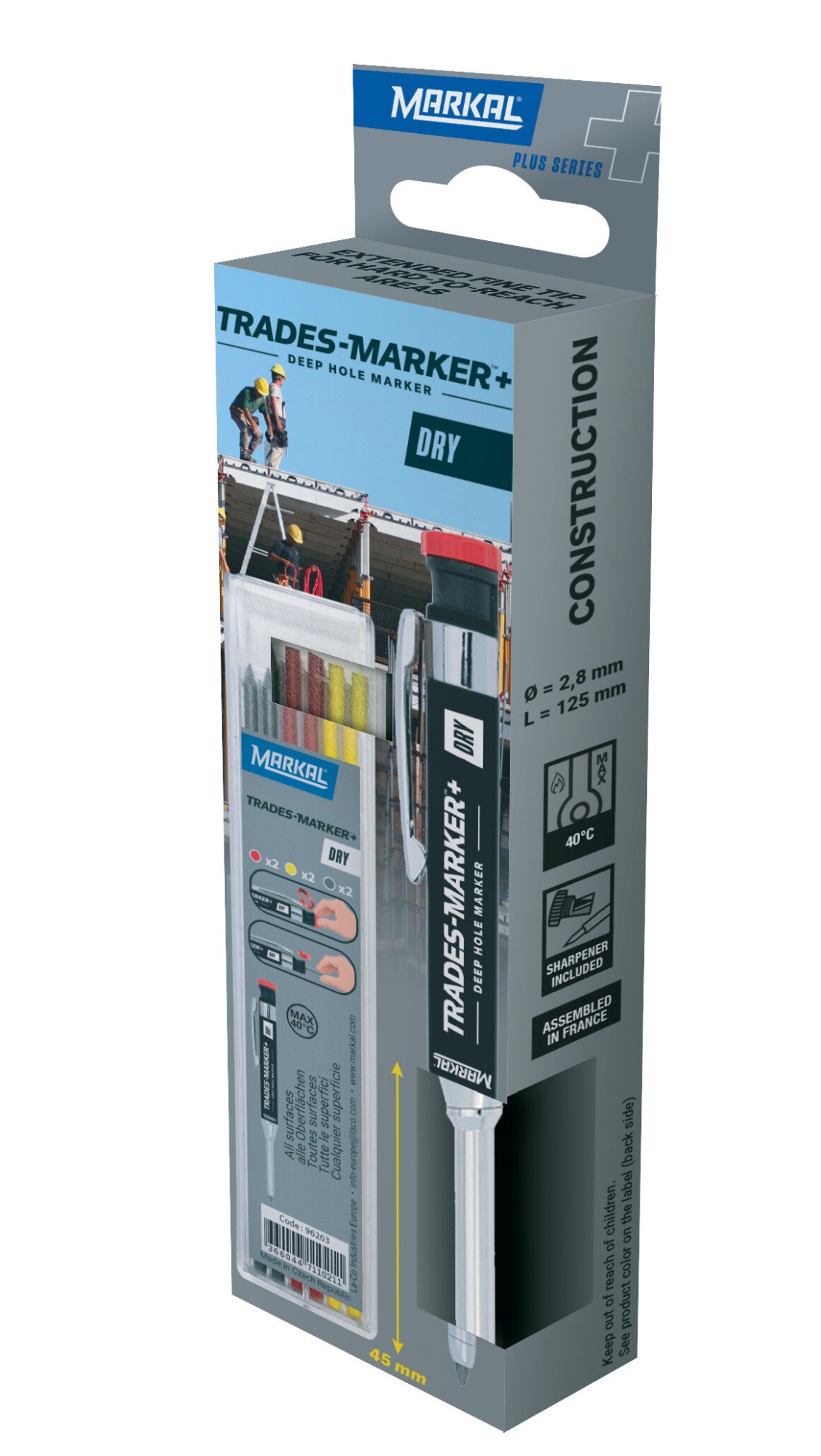 TRADES-MARKER+ DRY RETAIL PACK CON 6 MINAS COLORES MIXTOS