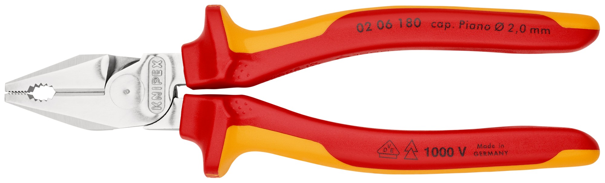 Knipex Alicate universal de fuerza con mangos bicomponentes aislados 180 mm