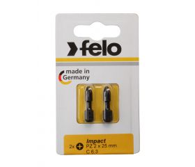 Felo Blister 2 puntas atornillador Podidriz (PZ) IMPACT C6,3x25mm.