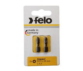 Felo Blister 2 puntas atornillador Phillips (PH) IMPACT C6,3x25mm.