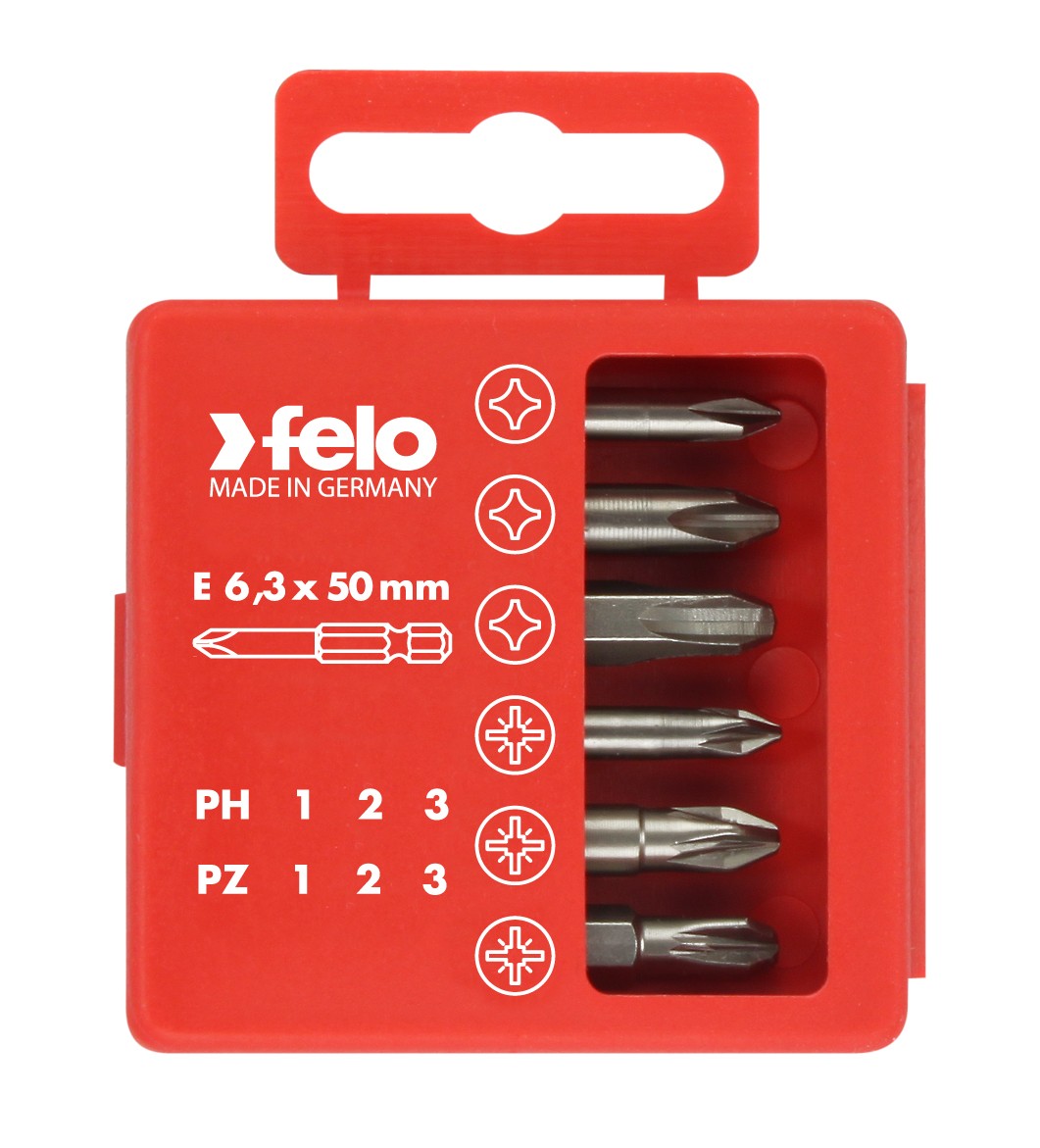 Felo Juego de puntas PROFI E6,3X50mm. 6-pcs. PZ/PH