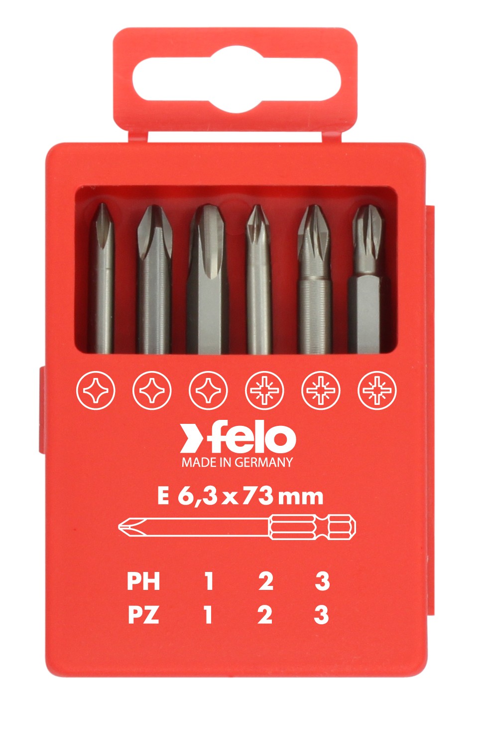 Felo Juego de puntas PROFI E6,3X73mm. 6-pcs. PZ/PH