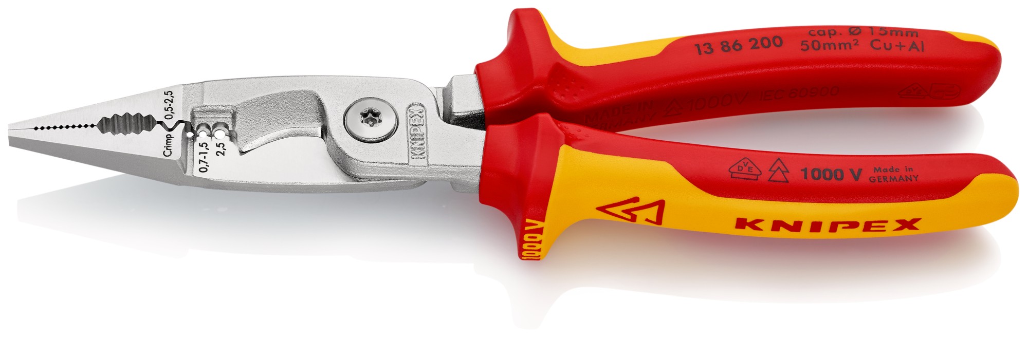 Knipex Alicate multifunción para instaladores con mangos bicomponentes aislados 200 mm
